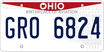 OH license plate GRO6824