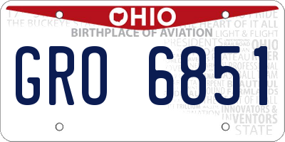 OH license plate GRO6851