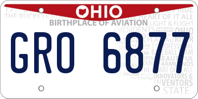 OH license plate GRO6877