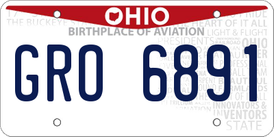 OH license plate GRO6891