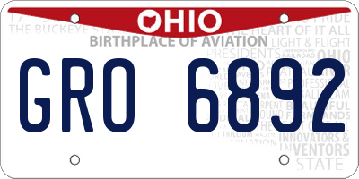 OH license plate GRO6892