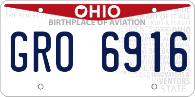 OH license plate GRO6916