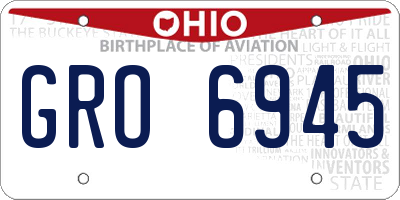 OH license plate GRO6945