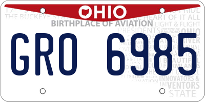 OH license plate GRO6985