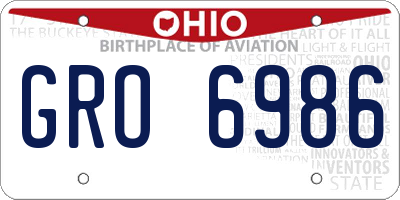 OH license plate GRO6986