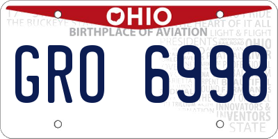 OH license plate GRO6998