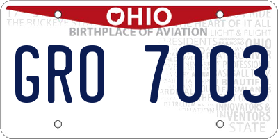 OH license plate GRO7003