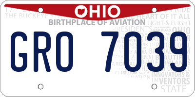 OH license plate GRO7039