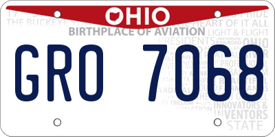 OH license plate GRO7068