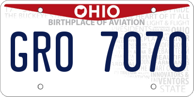 OH license plate GRO7070