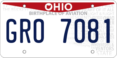 OH license plate GRO7081