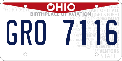 OH license plate GRO7116