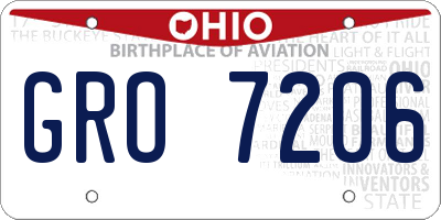 OH license plate GRO7206