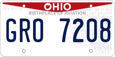 OH license plate GRO7208