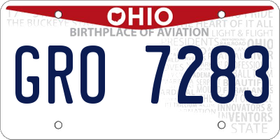 OH license plate GRO7283