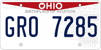 OH license plate GRO7285