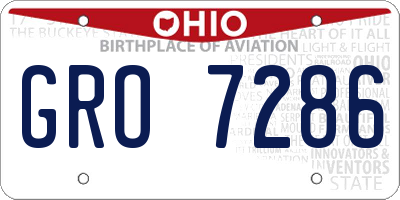 OH license plate GRO7286