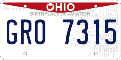OH license plate GRO7315