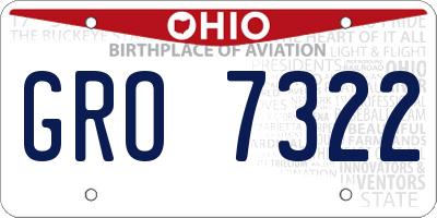 OH license plate GRO7322