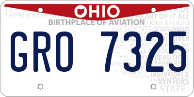 OH license plate GRO7325