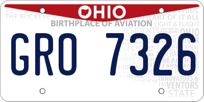OH license plate GRO7326