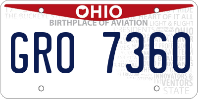 OH license plate GRO7360