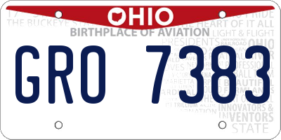 OH license plate GRO7383