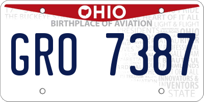 OH license plate GRO7387