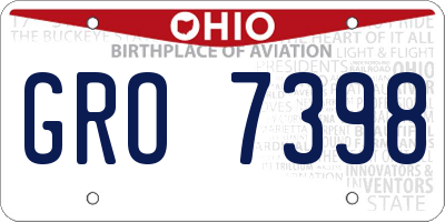OH license plate GRO7398