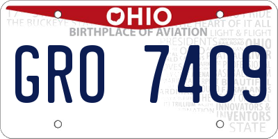 OH license plate GRO7409