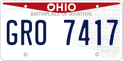 OH license plate GRO7417