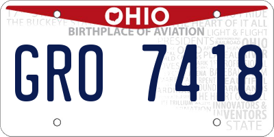 OH license plate GRO7418
