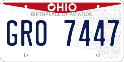OH license plate GRO7447