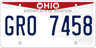 OH license plate GRO7458