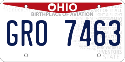 OH license plate GRO7463