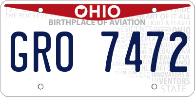 OH license plate GRO7472