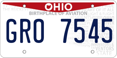 OH license plate GRO7545