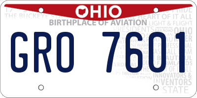 OH license plate GRO7601