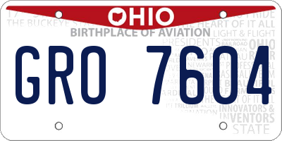 OH license plate GRO7604