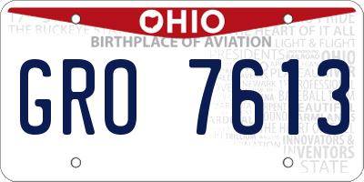 OH license plate GRO7613