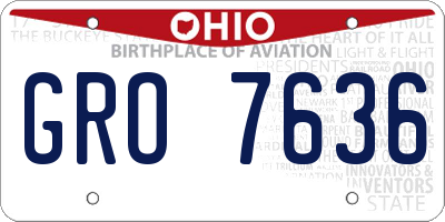 OH license plate GRO7636