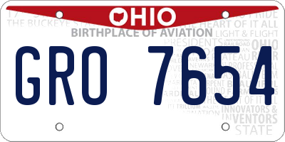 OH license plate GRO7654