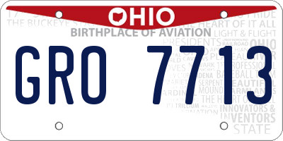 OH license plate GRO7713