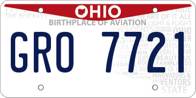 OH license plate GRO7721