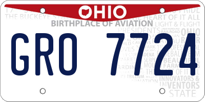 OH license plate GRO7724