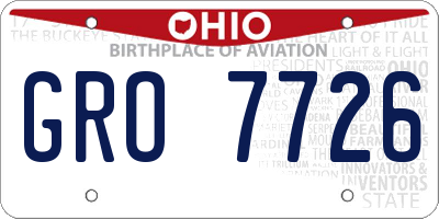 OH license plate GRO7726