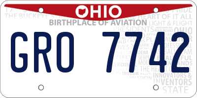 OH license plate GRO7742