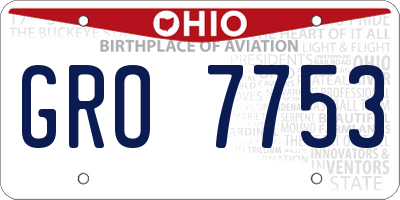 OH license plate GRO7753