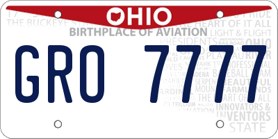 OH license plate GRO7777