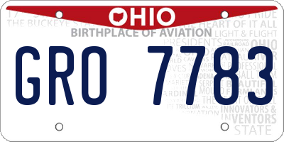 OH license plate GRO7783